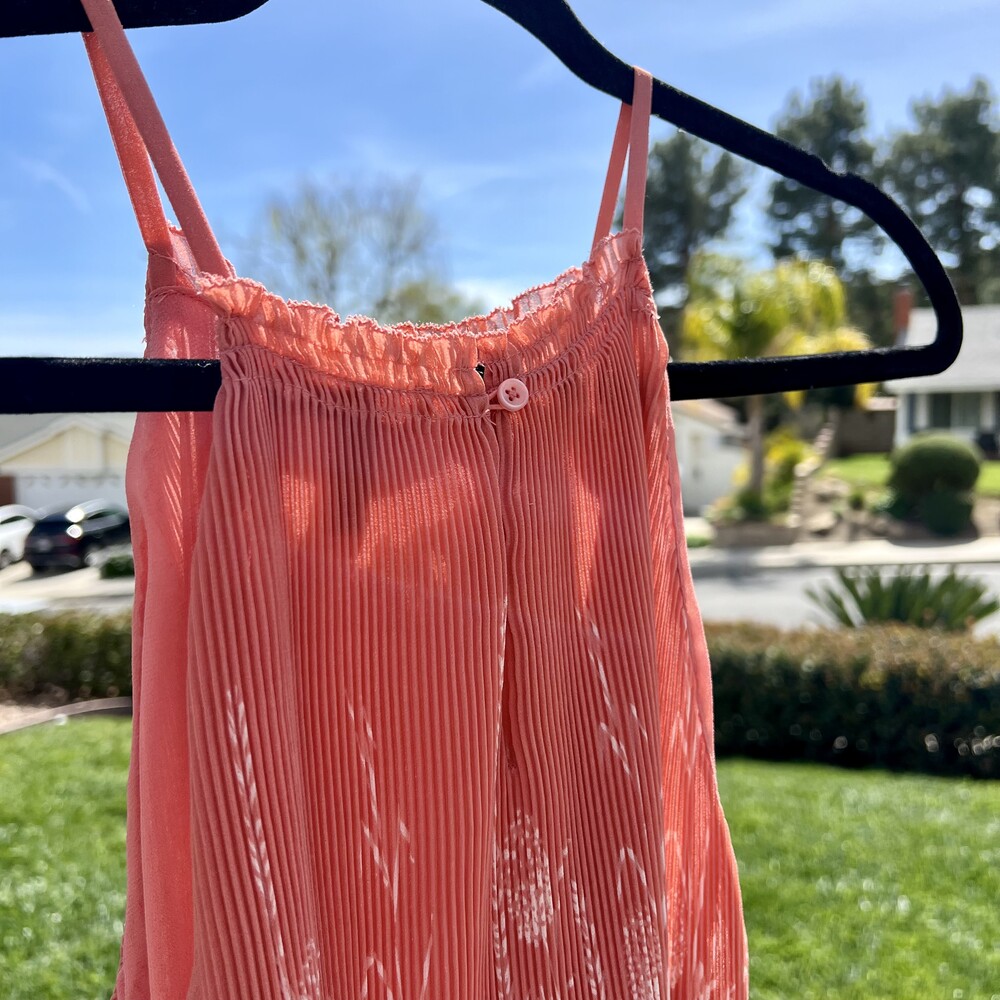 Joie Jeneca Pleated Ruffle High Neck Tank Top Baci Coral Size Small fits M NWOT - Picture 4 of 8